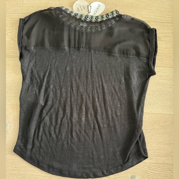 NWT KOOKAI 100% linen top with mesh and embroidered collar size T2 (US medium) - Picture 7 of 7